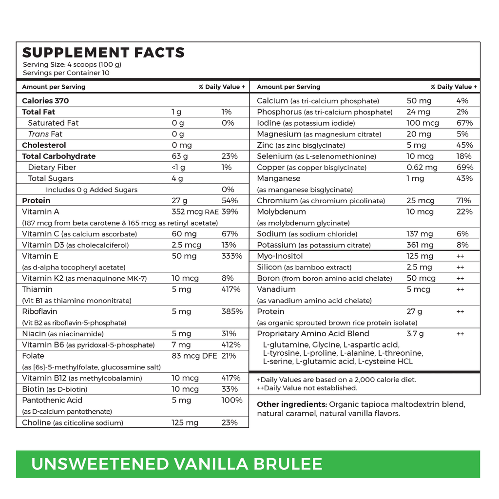 Absorb Plus VEGAN Unsweetened Vanilla Brulee - 10 Servings (2.2 lbs)