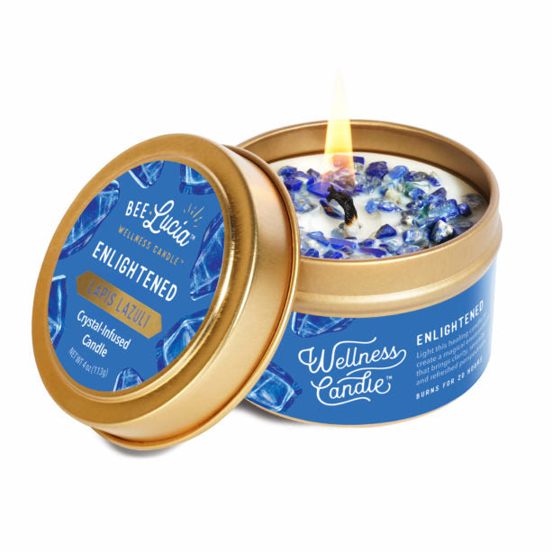 Enlightened Wellness Candle with Lapis Lazuli Crystals - 4 oz