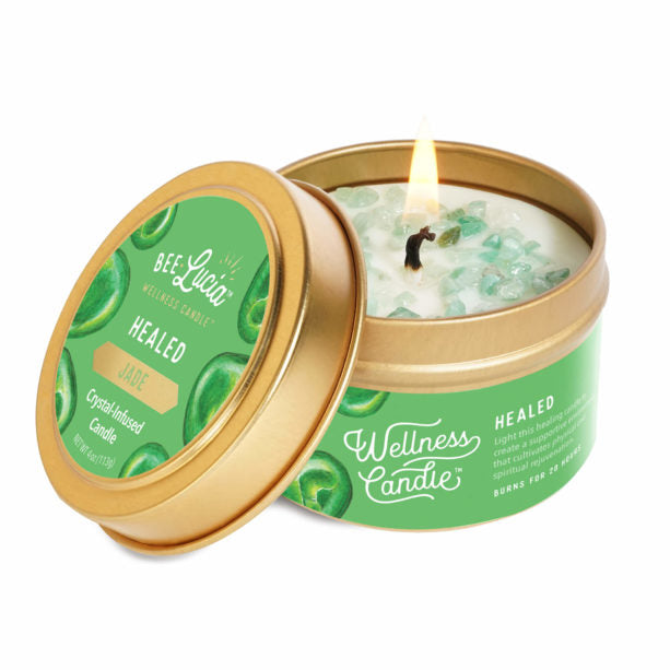 Healed Wellness Candle with Jade Crystals - 4 oz