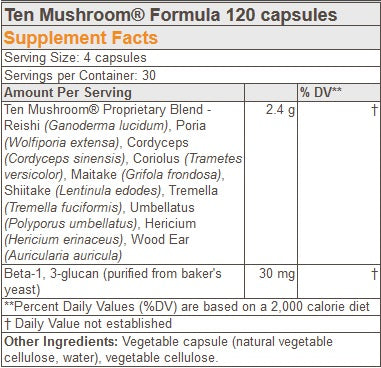 Organic Ten-Mushroom Formula - 120 vegicaps
