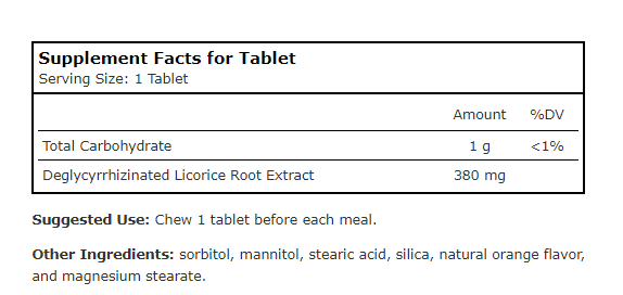 DGL (Deglycyrrhizinated Licorice) - 200 Chewable Tablets