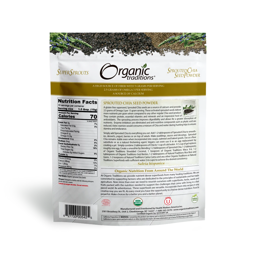 Sprouted Chia Seed Powder - 16 oz/454 g